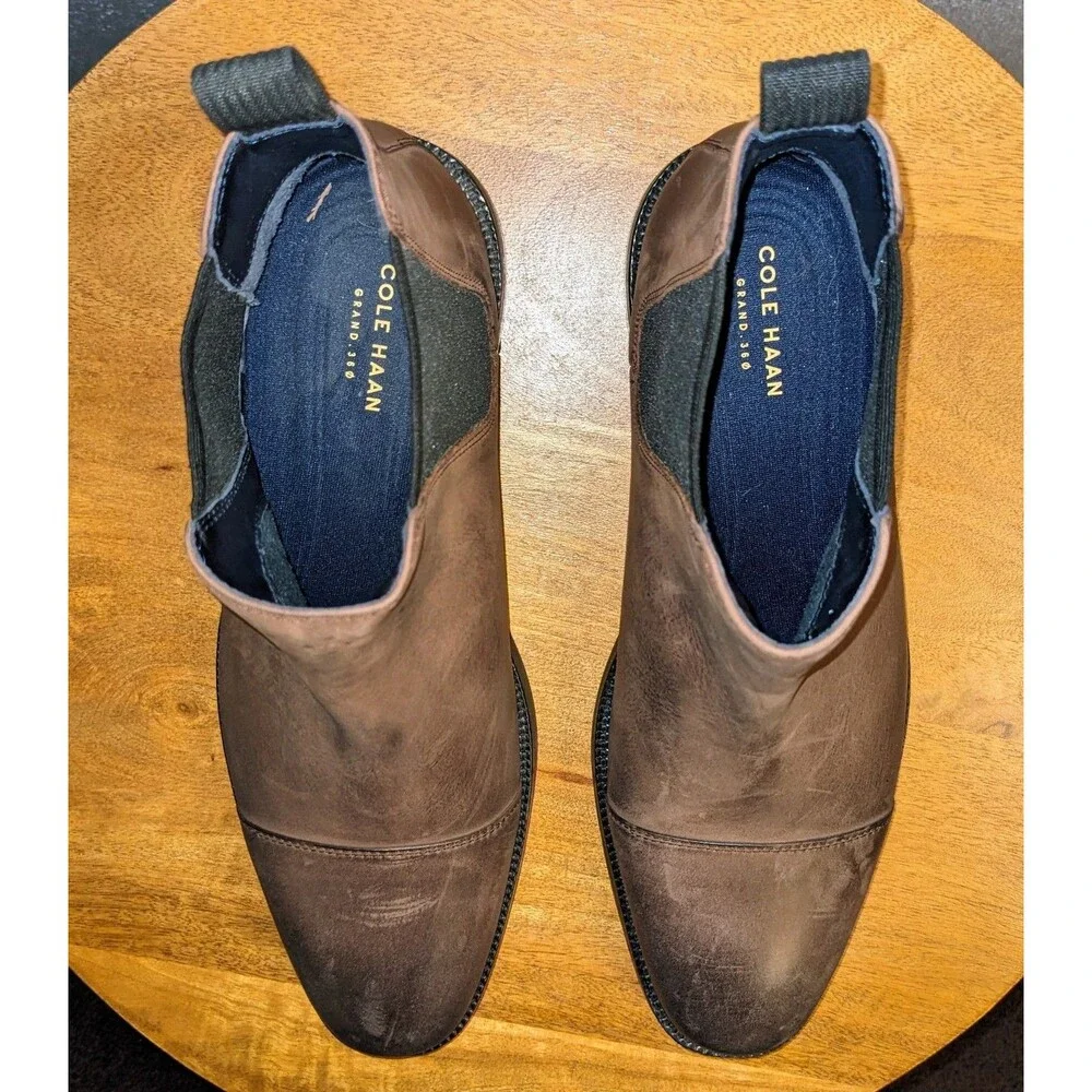 Cole Haan Wagner Grand Chelsea Boots Men's 9 M Brown Leather Waterproof C28639